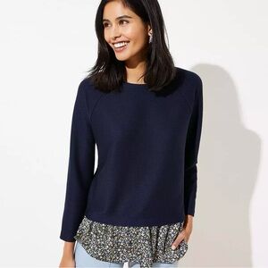 LOFT Floral Mixed Media Sweatshirt